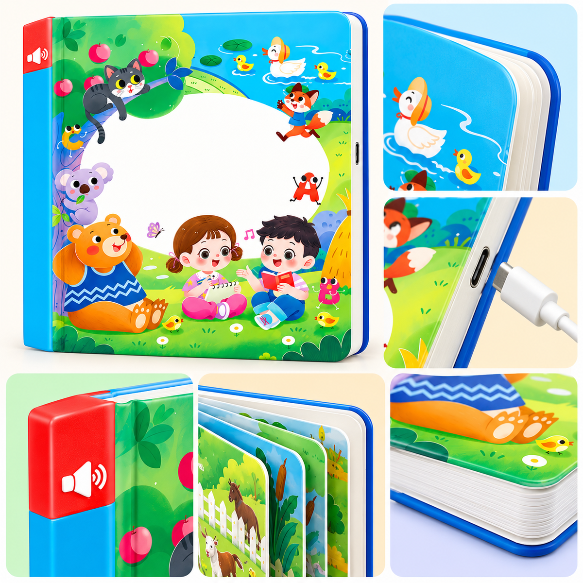 Rechargeable Animal Interactive Learning Book for Ages 0–6
