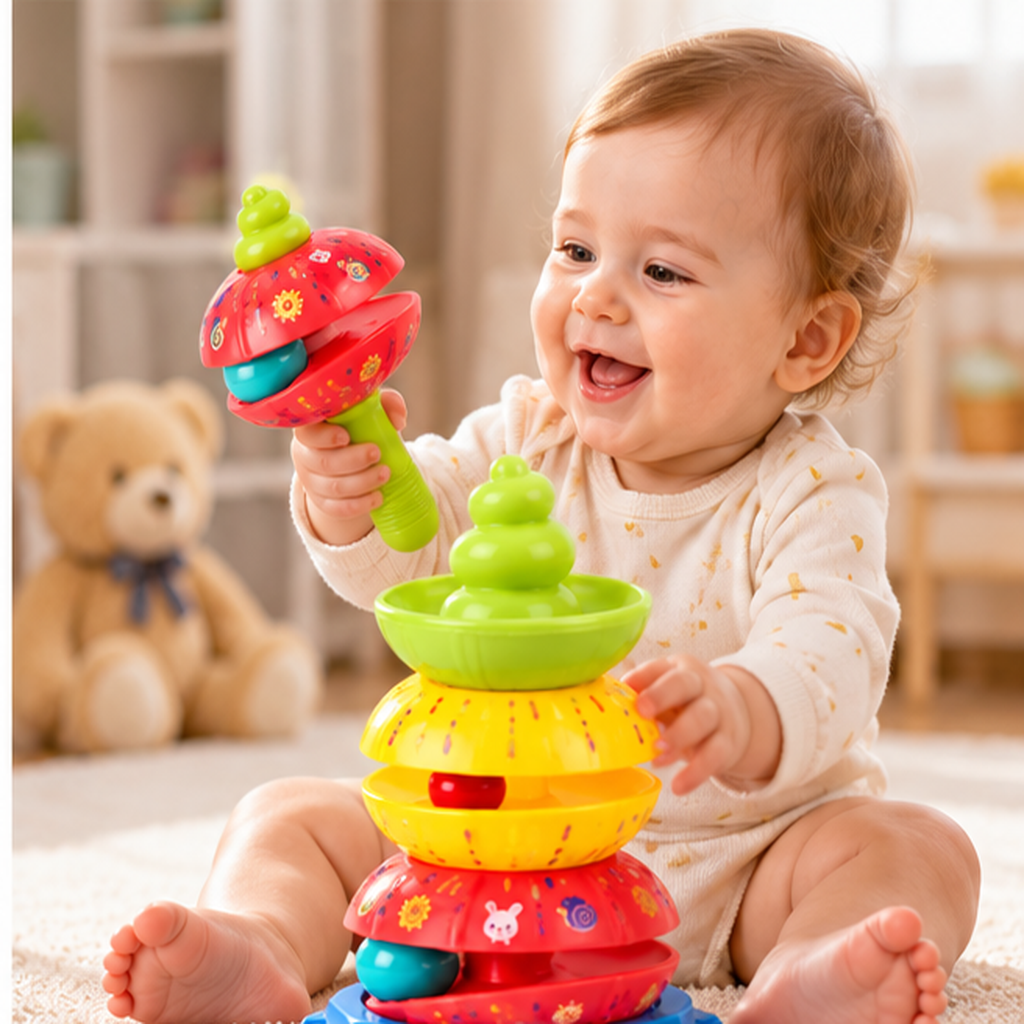 Five-Layer Rainbow Rattle Stacking Tower